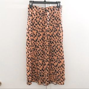 UO Rowan Midi Slip Skirt - Brown Multi Cheetah
